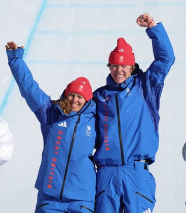 Milano Cortina 2026 - XXV Olympic Winter games, Winterspiele,Spiele, Summer games Livigno - Italy Mixed Team Snowboard Cross Image Show: Gold Medal GBR NIGHTINGALE Huw BANKES Charlott  Copyright: xSergioxBisi IPAxSportx xipa-agency.netx xx IPA_71559072 IPA_Agency_IPA71559072