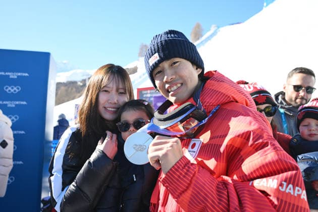 Ikuma Horishima (JPN), FEBRUARY 12, 2026 - Freestyle Skiing : Men s Dual Moguls Medal ceremony during the Milano Cortina 2026 Olympic Winter games, Winterspiele,Spiele, Summer games at Livigno Aerials and Moguls Park in Livigno, Italy.  aflo_319934737