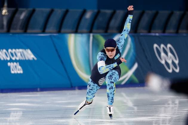 MILAN , 15-02-2026 , Milano Speed skating, Eisschnelllauf Stadium , Olympic Winter games, Winterspiele,Spiele, Summer games 2026 - Speed Skating 500m ladies , Picture shows Kristina Silaeva Olympic Winter Games 2026 - Speed Skating 500m ladies  x201628785x Copyright: