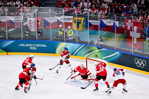 SWITZERLAND (SUI) vs CZECHIA (CZE), during Mens Prelim. Round - Group A, Ice hockey, Eishockey at the Olympic Winter games, Winterspiele,Spiele, Summer games Milano Cortina 2026, at Milano Santagiulia Ice Hockey Arena, on February 15, 2026 in Milan, Italy. Noxthirdxpartyxsales  aflo_319947555