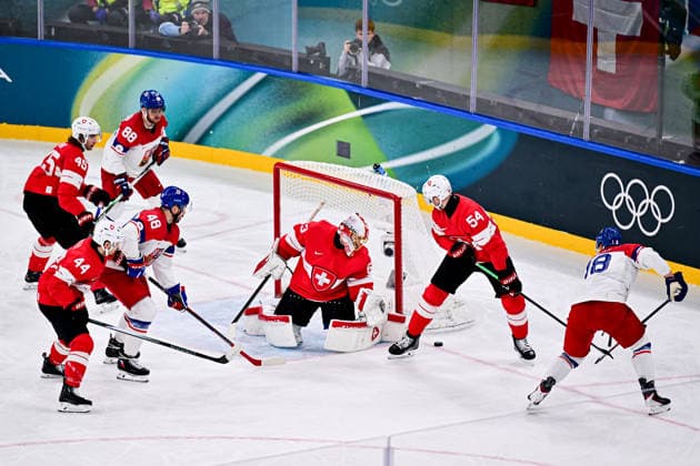 SWITZERLAND (SUI) vs CZECHIA (CZE), during Mens Prelim. Round - Group A, Ice hockey, Eishockey at the Olympic Winter games, Winterspiele,Spiele, Summer games Milano Cortina 2026, at Milano Santagiulia Ice Hockey Arena, on February 15, 2026 in Milan, Italy. Noxthirdxpartyxsales  aflo_319947609