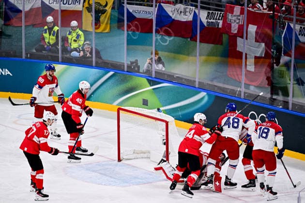 SWITZERLAND (SUI) vs CZECHIA (CZE), during Mens Prelim. Round - Group A, Ice hockey, Eishockey at the Olympic Winter games, Winterspiele,Spiele, Summer games Milano Cortina 2026, at Milano Santagiulia Ice Hockey Arena, on February 15, 2026 in Milan, Italy. Noxthirdxpartyxsales  aflo_319947793