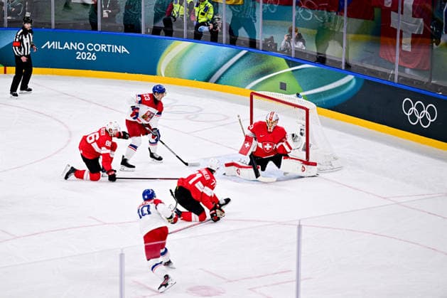 SWITZERLAND (SUI) vs CZECHIA (CZE), during Mens Prelim. Round - Group A, Ice hockey, Eishockey at the Olympic Winter games, Winterspiele,Spiele, Summer games Milano Cortina 2026, at Milano Santagiulia Ice Hockey Arena, on February 15, 2026 in Milan, Italy. Noxthirdxpartyxsales  aflo_319947903