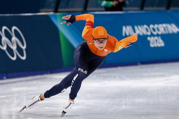 MILAN , 15-02-2026 , Milano Speed skating, Eisschnelllauf Stadium , Olympic Winter games, Winterspiele,Spiele, Summer games 2026 - Speed Skating 500m ladies , Picture shows Femke Kok Olympic Winter Games 2026 - Speed Skating 500m ladies  x201629452x Copyright: