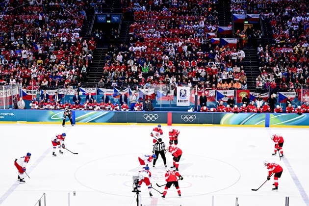SWITZERLAND (SUI) vs CZECHIA (CZE), during Mens Prelim. Round - Group A, Ice hockey, Eishockey at the Olympic Winter games, Winterspiele,Spiele, Summer games Milano Cortina 2026, at Milano Santagiulia Ice Hockey Arena, on February 15, 2026 in Milan, Italy. Noxthirdxpartyxsales  aflo_319948151