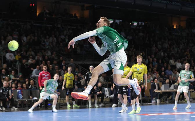 Mathias Gidsel erzielt ein Tor Einzelbild Freisteller Aktion Handball HBL Bundesliga Herren 21. Spieltag Saison 2025 2026 15.02.2026 Füchse Berlin vs TBV 1898 Stuttgart