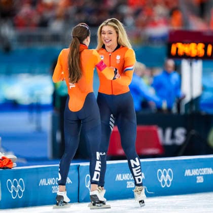 2026-02-15 - Milano Cortina 2026 Winter Olympics 500m Women MILAN, ITALY - FEBRUARY 15: Femke Kok of Netherlands, Jutta Leerdam of Netherlands during the 500m Women Milano Cortina 2026 Winter Olympics at the Milano Speed skating, Eisschnelllauf Arena on February 15, 2026 in Milan, Italy Milan Milano Speed Skating Arena Italy Content not available for redistribution in The Netherlands directly or indirectly through any third parties. Copyright: xAndrexWeeningx