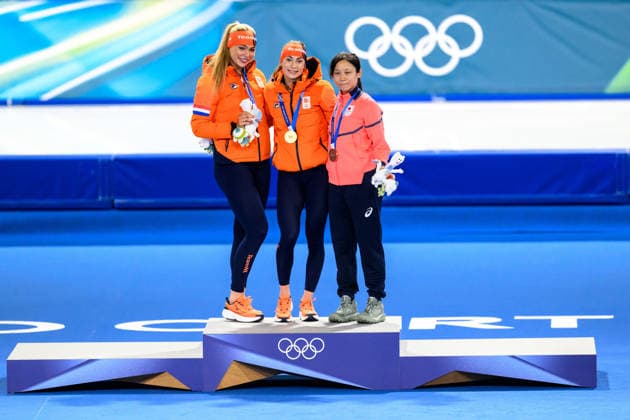 260215 Jutta Leerdam of Netherlands, Femke Kok of Netherlands and Miho Takagi of Japan celebrate on the podium after competing in women s 500m Speed skating, Eisschnelllauf during day 9 of the 2026 Winter Olympics on February 15, 2026 in Milan. Photo: Carl Sandin BILDBYRAN kod CS CS0881 skridskor speed skating Olympic Games, Olympische Spiele, Olympia, OS olympics winter olympics os ol olympiska spel vinter-os olympiske leker milano cortina 2026 milan cortina 2026 milano cortina 2026 olympic games milano cortina 2026 winter olympic games milano cortina-os milano cortina-ol vinter-ol 9 bbeng dam *** 260215 Jutta Leerdam of Netherlands, Femke Kok of Netherlands and Miho Takagi of Japan celebrate on the podium after competing in women s 500m speed skating during day 9 of the 2026 Winter Olympics on February 15, 2026 in Milan Photo Carl Sandin BILDBYRAN code CS CS0881 skates speed skating olympic games olympics winter olympics os ol olympic games winter os olympic games milano cortina 2026 milan cortina 2026 milano cortina 2026 olympic games milano cortina 2026 winter olympic games milano cortina os milano cortina ol winter ol 9 bbeng dam  Copyright: CARLxSANDIN BB260215CS056
