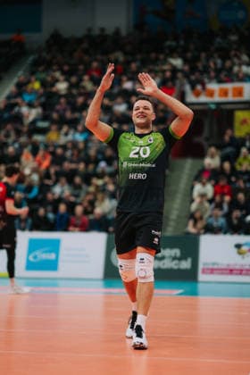 Jeffrey Klok (Barock Volleys MTV Ludwigsburg, 20) jubelt ueber den Punkt, Barock Volleys MTV Ludwigsburg vs. Berlin Recycling Volleys, Volleyball, 1. Bundesliga, 22. Spieltag, Saison 2025 2026, 15.02.2026, Barock Volleys MTV Ludwigsburg vs. Berlin Recycling Volleys, Volleyball, 1. Bundesliga, 22. Spieltag, Saison 2025 2026, 15.02.2026, Ludwigsburg Copyright: xEibner-Pressefoto LarsxNeumannx EP_LNN