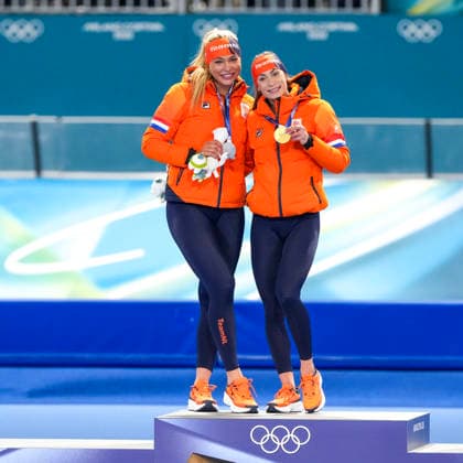 2026-02-15 - Milano Cortina 2026 Winter Olympics 500m Women MILAN, ITALY - FEBRUARY 15: Jutta Leerdam of Netherlands, Femke Kok of Netherlands during the 500m Women Milano Cortina 2026 Winter Olympics at the Milano Speed skating, Eisschnelllauf Arena on February 15, 2026 in Milan, Italy Milan Milano Speed Skating Arena Italy Content not available for redistribution in The Netherlands directly or indirectly through any third parties. Copyright: xAndrexWeeningx
