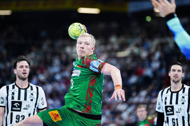 Wurf Tor Magnus Saugstrup (SC Magdeburg, 23) GER, THW Kiel vs. SC Magdeburg, Handball, 1. Bundesliga, Spieltag 21, Saison 2025 2026, 15.02.2026 GER, THW Kiel vs. SC Magdeburg, Handball, 1. Bundesliga, Spieltag 21, Saison 2025 2026, 15.02.2026 Kiel Copyright: xEibner-Pressefoto MarcelxvonxFehrnx EP_MFN