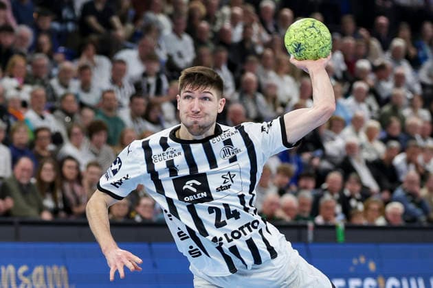 Lukas Zerbe (THW Kiel) kontrolliert den Ball, DAIKIN Handball Bundesliga, THW Kiel v SC Magdeburg, Wunderino Arena am 15. February 2026 in Kiel, Deutschland. (Foto von Marco Steinbrenner DeFodi Images) Lukas Zerbe (THW Kiel) controls the ball, DAIKIN Handball Bundesliga, THW Kiel v SC Magdeburg, Wunderino Arena, February 15, 2026 in Kiel, Germany. (Photo by Marco Steinbrenner DeFodi Images) -