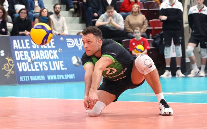 15.02.2026, Deutschland, Ludwigsburg Volleyball Barock Volleys MTV Ludwigsburg vs. Berlin Recycling Volleys, Jeffrey Klok (LB)