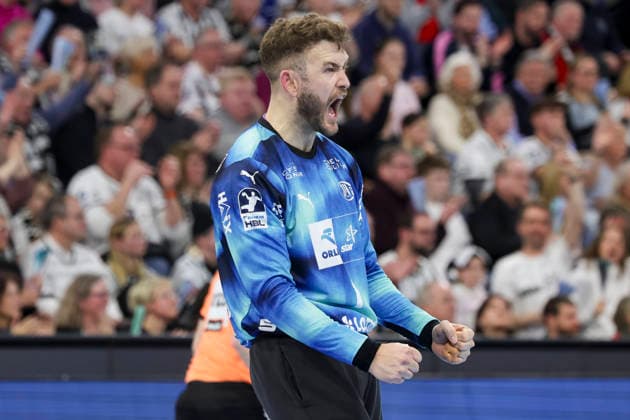 Torhueter Gonzalo Perez De Vargas (THW Kiel) jubelt, DAIKIN Handball Bundesliga, THW Kiel v SC Magdeburg, Wunderino Arena am 15. February 2026 in Kiel, Deutschland. (Foto von Marco Steinbrenner DeFodi Images) Torhueter Gonzalo Perez De Vargas (THW Kiel) cheers, DAIKIN Handball Bundesliga, THW Kiel v SC Magdeburg, Wunderino Arena, February 15, 2026 in Kiel, Germany. (Photo by Marco Steinbrenner DeFodi Images) -