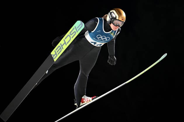 Predazzo, Italy, February 15th 2026. Agnes Reisch of Germany in action during the Ski jumping, Skispringen, Ski, nordisch Womens Large Hill Individual competition of the Olympic Winter games, Winterspiele,Spiele, Summer games 2026 in Predazzo, Italy. (Photo by Igor Kupljenik Sports Press Photo)  Copyright: xIgorxKupljenikx xSPPx Sportspressphoto_SPR93252