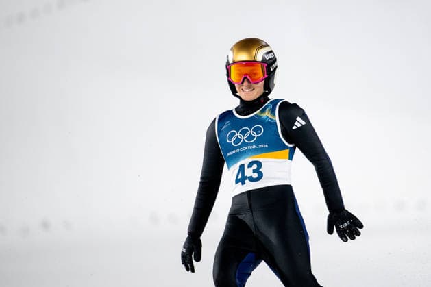 SCHMID Katharina (Deutschland) im Ziel, ITA, Olympische Spiele Milano Cortina 2026, Olympia, Skispringen, Großschanze Frauen Einzel, 15.02.2026 ITA, Olympische Spiele Milano Cortina 2026, Olympia, Skispringen, Großschanze Frauen Einzel, 15.02.2026 Predazzo *** SCHMID Katharina Germany at the finish, ITA, Olympic Games Milano Cortina 2026, Olympic Games, Ski Jumping, Large Hill Women Individual, 15 02 2026 ITA, Olympic Games Milano Cortina 2026, Olympic Games, Ski Jumping, Large Hill Women Individual, 15 02 2026 Predazzo Copyright: xEibner-Pressefoto Memmlerx EP_MMR