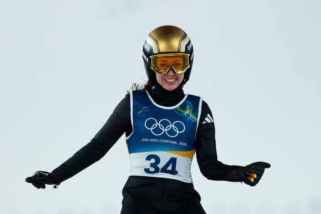 Olympische Winterspiele Milano Cortina 2026 Skispringen Großschanze Einzel Frauen am 15.02.2026 an der Predazzo Ski jumping, Skispringen, Ski, nordisch Stadium in Predazzo Juliane Seyfarth ( Deutschland ) *** Olympic Winter Games Milano Cortina 2026 Ski Jumping Large Hill Individual Women on 15 02 2026 at the Predazzo Ski Jumping Stadium in Predazzo Juliane Seyfarth Germany xMSx