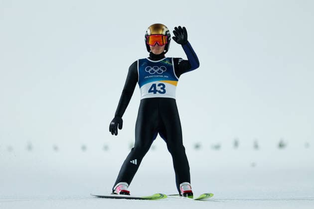 Olympische Winterspiele Milano Cortina 2026 Skispringen Großschanze Einzel Frauen am 15.02.2026 an der Predazzo Ski jumping, Skispringen, Ski, nordisch Stadium in Predazzo Katharina Schmid ( Deutschland ) *** Olympic Winter Games Milano Cortina 2026 Ski Jumping Large Hill Individual Women on 15 02 2026 at the Predazzo Ski Jumping Stadium in Predazzo Katharina Schmid Germany xMSx