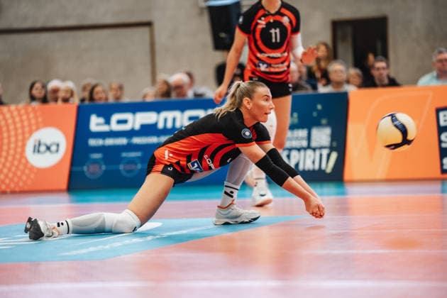 Volleyball Frauen Saison 2025 2026 Volleyball Bundesliga ETV Hamburger Volksbank Volleys vs. Schwarz-Weiß Erfurt 15.02.2026 Lina Köster ( 3, ETV Hamburger Volksbank Volleys) Hamburg Sporthalle Hoheluft Hamburg Deutschland