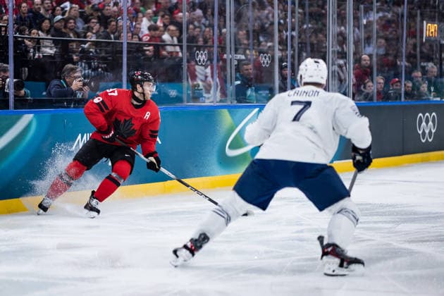 MILANO, ITALY - FEBRUARY 15: Connor McDavid (Canada, 97) controls the puck during the Ice hockey, Eishockey Men Canada vs France - Preliminary Round - Group A at the Milano Cortina 2026 Olympics at Milano Santagiulia Ice Hockey Arena on day 9 of the Milano Cortina 2026 Olympics on February 15, 2026 in Milano, Italy. Editorial use only. Italy Copyright: xSteffiexWunderlx