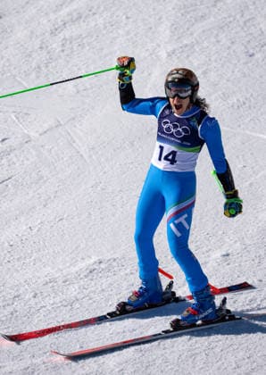 (260215) -- CORTINA D AMPEZZO, Feb. 15, 2026 -- Federica Brignone of Italy celebrates after the alpine skiing women s giant slalom run 2 at the Milan-Cortina 2026 Olympic Winter games, Winterspiele,Spiele, Summer games in Cortina, Italy, Feb. 15, 2026. ) (MICO2026)ITALY-CORTINA D AMPEZZO-OLYMPIC WINTER GAMES-ALPINE SKIING-WOMEN S GIANT SLALOM-RUN 2 FeixMaohua 