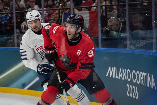 Connor McDavid (Canada, 97) in action during the Menss Ice hockey, Eishockey group stage game between Canada and France at the Olympic Winter games, Winterspiele,Spiele, Summer games Milano Cortina 2026 at the Milano Santa Giulia Ice Hockey Arena, Milan, Italy, on February 15, 2026. im Gruppenspiel der Männer im Eishockey zwischen Kanada und Frankreich bei den Olympischen Winterspielen Milano Cortina 2026 in der Milano Santa Giulia Ice Hockey Arena, Mailand, Italien, am 15. Februar 2026. *** Connor McDavid Canada, 97 in action during the Mens ice hockey group stage game between Canada and France at the Olympic Winter Games Milano Cortina 2026 at the Milano Santa Giulia Ice Hockey Arena, Milan, Italy, on February 15, 2026 in the Mens ice hockey group stage game between Canada and France at the Olympic Winter Games Milano Cortina 2026 at the Milano Santa Giulia Ice Hockey Arena, Milan, Italy, on February 15, 2026 Copyright: HMBxMedia MarcxNiemeyer
