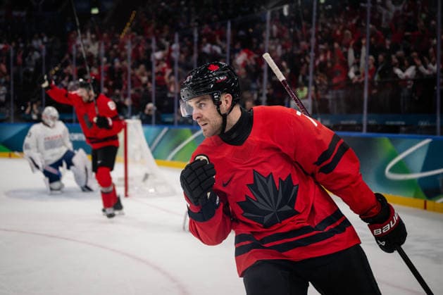 Goal celebration Devon Toews (Canada, 7) in action during the Menss Ice hockey, Eishockey group stage game between Canada and France at the Olympic Winter games, Winterspiele,Spiele, Summer games Milano Cortina 2026 at the Milano Santa Giulia Ice Hockey Arena, Milan, Italy, on February 15, 2026. im Gruppenspiel der Männer im Eishockey zwischen Kanada und Frankreich bei den Olympischen Winterspielen Milano Cortina 2026 in der Milano Santa Giulia Ice Hockey Arena, Mailand, Italien, am 15. Februar 2026. *** Goal celebration Devon Toews Canada, 7 in action during the Mens ice hockey group stage game between Canada and France at the Olympic Winter Games Milano Cortina 2026 at the Milano Santa Giulia Ice Hockey Arena, Milan, Italy, on February 15, 2026 in the Mens ice hockey group stage game between Canada and France at the Olympic Winter Games Milano Cortina 2026 at the Milano Santa Giulia Ice Hockey Arena, Milan, Italy, on February 15, 2026 Copyright: HMBxMedia MarcxNiemeyer