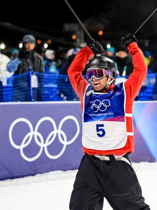 OLYMPICS - Winter Olympic Games, Olympische Spiele, Olympia, OS Milano Cortina 2026 LIVIGNO,ITALY,15.FEB.26 - OLYMPICS, FREE SKI, FREESTYLE SKIING - Winter Olympic Games Milano Cortina 2026, big air, men, qualification. Image shows the rejoicing of Matej Svancer (AUT).  GEPAxpictures xWolfgangxGrebien