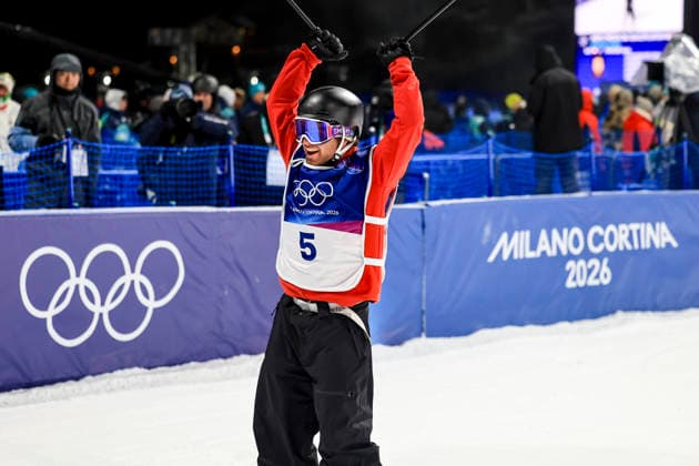 OLYMPICS - Winter Olympic Games, Olympische Spiele, Olympia, OS Milano Cortina 2026 LIVIGNO,ITALY,15.FEB.26 - OLYMPICS, FREE SKI, FREESTYLE SKIING - Winter Olympic Games Milano Cortina 2026, big air, men, qualification. Image shows the rejoicing of Matej Svancer (AUT).  GEPAxpictures xWolfgangxGrebien