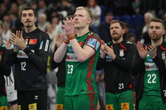 15.02.2026, xgox, Handball - Daikin HBL THW Kiel - SC Magdeburg emspor, v.l. Magnus Saugstrup (Magdeburg, 23) enttaeuscht, schaut enttaeuscht, niedergeschlagen, disappointed Kiel