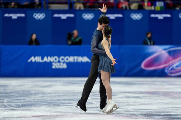 GOLUBEVA Anastasiia GIOTOPOULOS MOORE Hektor competing for the Olympic Figure skating, Eiskunstlauf Pair Skating, Short Program for the Milano Cortina 2026 Winter Olympics, in Milan (Italy) February 15, 2026 (Photo Claudio Furlan LaPresse)  Copyright: xClaudioxFurlan LaPressex