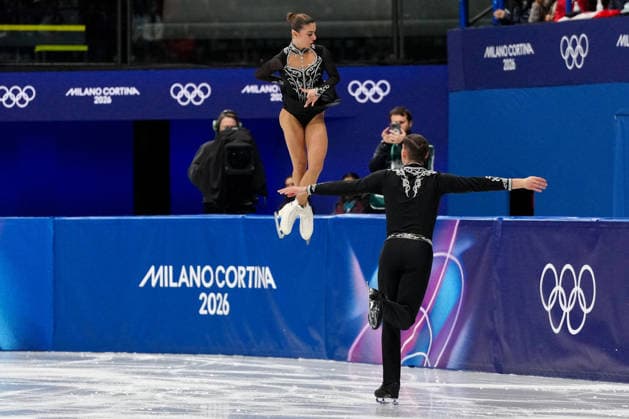 AKOPOVA Karina RAKHMANIN Nikita competing for the Olympic Figure skating, Eiskunstlauf Pair Skating, Short Program for the Milano Cortina 2026 Winter Olympics, in Milan (Italy) February 15, 2026 (Photo Claudio Furlan LaPresse)  Copyright: xClaudioxFurlan LaPressex