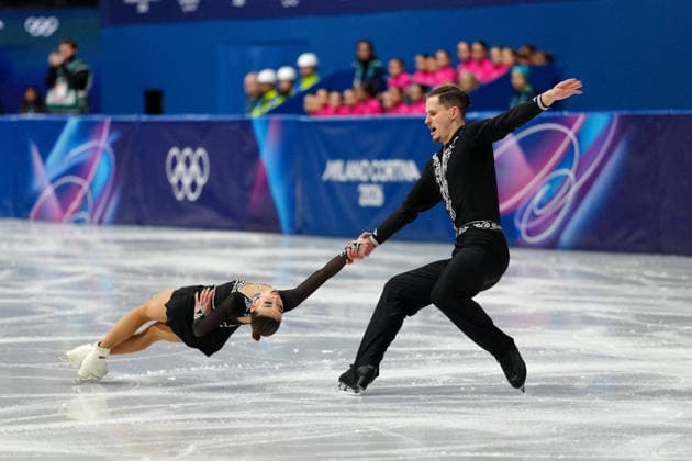 AKOPOVA Karina RAKHMANIN Nikita competing for the Olympic Figure skating, Eiskunstlauf Pair Skating, Short Program for the Milano Cortina 2026 Winter Olympics, in Milan (Italy) February 15, 2026 (Photo Claudio Furlan LaPresse)  Copyright: xClaudioxFurlan LaPressex