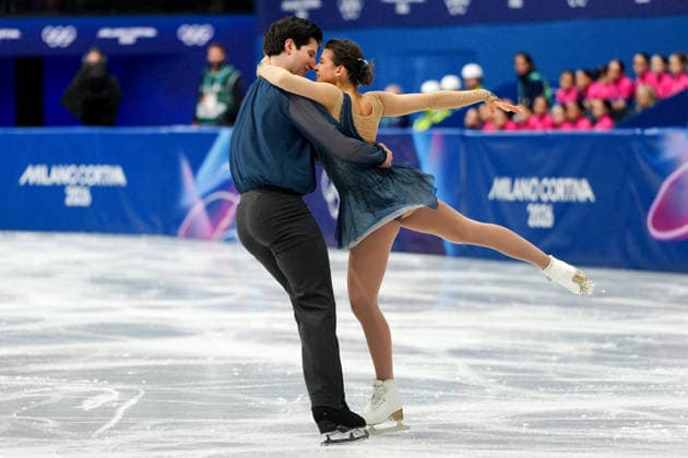 GOLUBEVA Anastasiia GIOTOPOULOS MOORE Hektor competing for the Olympic Figure skating, Eiskunstlauf Pair Skating, Short Program for the Milano Cortina 2026 Winter Olympics, in Milan (Italy) February 15, 2026 (Photo Claudio Furlan LaPresse)  Copyright: xClaudioxFurlan LaPressex