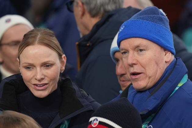 Charlene Wittstock and Alberto di Monaco during Skeleton Mixed Team at the Cortina Sliding Centre at the Milano Cortina 2026 Winter Olympics, in Cortina (Italy) February 15 , 2026 (Spada LaPresse)  Copyright: xSpada LaPressex
