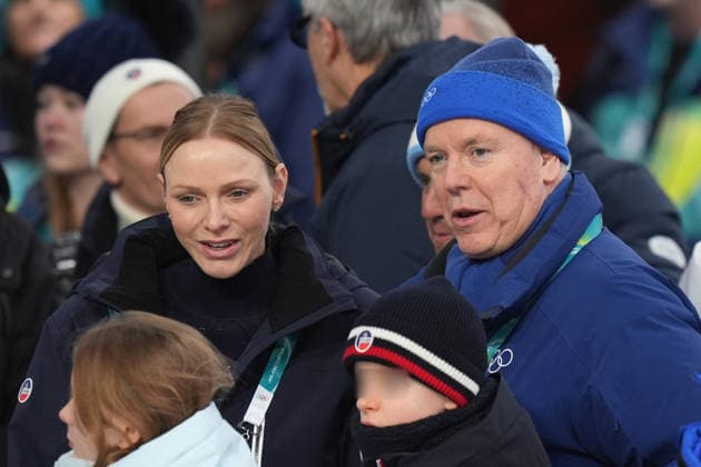 Charlene Wittstock and Alberto di Monaco during Skeleton Mixed Team at the Cortina Sliding Centre at the Milano Cortina 2026 Winter Olympics, in Cortina (Italy) February 15 , 2026 (Spada LaPresse)  Copyright: xSpada LaPressex