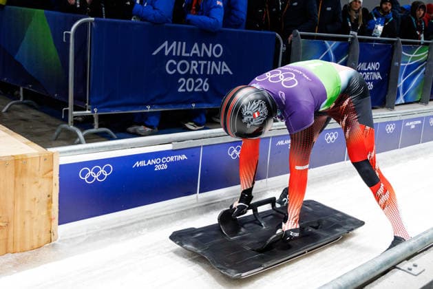 OLYMPICS - Winter Olympic Games, Olympische Spiele, Olympia, OS Milano Cortina 2026 CORTINA D AMPEZZO,ITALY,15.FEB.26 - OLYMPICS, SKELETON - Winter Olympic Games Milano Cortina 2026, mixed team. Image shows Samuel Maier (AUT).  GEPAxpictures xMaticxKlansek