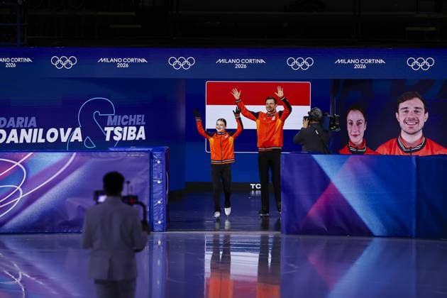 MILAN , 15-02-2026 , Milano Ice Skating Arena , season 2025 2026 , Olympic Winter games, Winterspiele,Spiele, Summer games 2026 - Figure skating, Eiskunstlauf - Pair skating short program, Picture shows Daria Danilova and Michel Tsiba Olympic Winter Games 2026 - Figure skating - Pair skating short program  x201637246x Copyright: