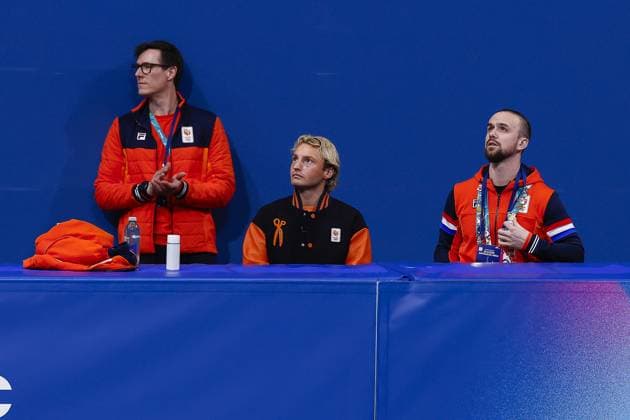 MILAN , 15-02-2026 , Milano Ice Skating Arena , season 2025 2026 , Olympic Winter games, Winterspiele,Spiele, Summer games 2026 - Figure skating, Eiskunstlauf - Pair skating short program, Picture shows Daria Danilova and Michel Tsiba coaches watching Olympic Winter Games 2026 - Figure skating - Pair skating short program  x201637256x Copyright: