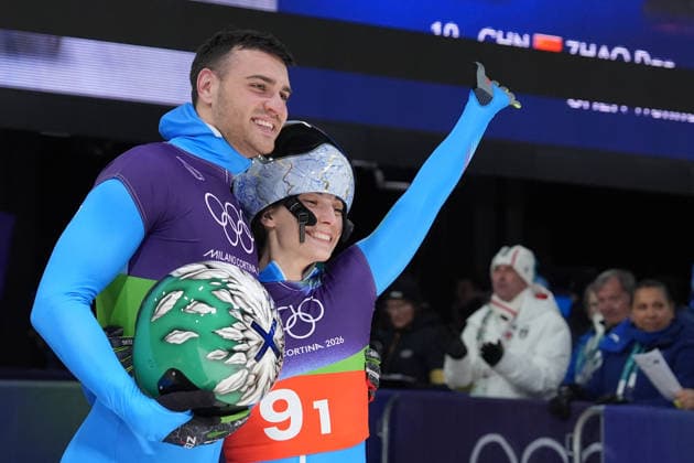Italy ™s team during Skeleton Mixed Team at the Cortina Sliding Centre at the Milano Cortina 2026 Winter Olympics, in Cortina (Italy) February 15 , 2026 (Spada LaPresse)  Copyright: xSpada LaPressex