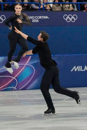 Daria Danilova and Michel Tsiba of Netherlands perform during the Pairs Figure skating, Eiskunstlauf Short Program at the Milano Figure Skating Arena in Milan, Italy on Sunday, February 15, 2026.  OLY20260215116 RichardxEllis
