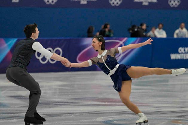 Camille Kovalev and Pavel Kovalev of France during the Pairs Figure skating, Eiskunstlauf Short Program at the Milano Figure Skating Arena in Milan, Italy on Sunday, February 15, 2026.  OLY20260215118 RichardxEllis