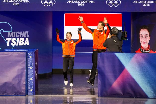 2026-02-15 - Milano Cortina 2026 Winter Olympics Figure skating, Eiskunstlauf Pair Skating MILAN, ITALY - FEBRUARY 15: Daria Danilova, Michel Tsiba of Netherlands performing in the Figure Skating Pair Skating Short Program during the Milano Cortina 2026 Winter Olympics at the Milano Ice Skating Arena on February 15, 2026 in Milan, Italy Milan Milano Ice Skating Arena Italy Content not available for redistribution in The Netherlands directly or indirectly through any third parties. Copyright: xAndrexWeeningx