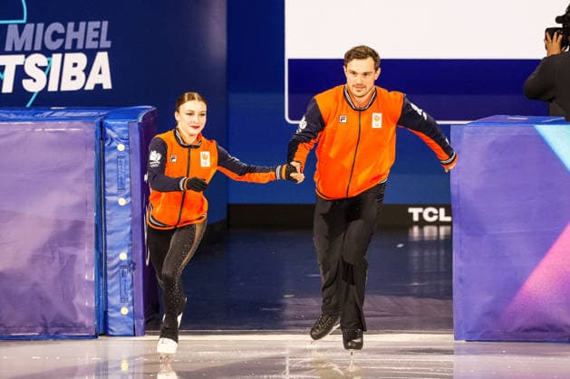 2026-02-15 - Milano Cortina 2026 Winter Olympics Figure skating, Eiskunstlauf Pair Skating MILAN, ITALY - FEBRUARY 15: Daria Danilova, Michel Tsiba of Netherlands performing in the Figure Skating Pair Skating Short Program during the Milano Cortina 2026 Winter Olympics at the Milano Ice Skating Arena on February 15, 2026 in Milan, Italy Milan Milano Ice Skating Arena Italy Content not available for redistribution in The Netherlands directly or indirectly through any third parties. Copyright: xAndrexWeeningx