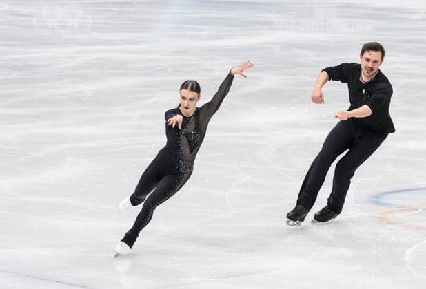 2026-02-15 - Milano Cortina 2026 Winter Olympics Figure skating, Eiskunstlauf Pair Skating MILAN, ITALY - FEBRUARY 15: Daria Danilova, Michel Tsiba of Netherlands performing in the Figure Skating Pair Skating Short Program during the Milano Cortina 2026 Winter Olympics at the Milano Ice Skating Arena on February 15, 2026 in Milan, Italy Milan Milano Ice Skating Arena Italy Content not available for redistribution in The Netherlands directly or indirectly through any third parties. Copyright: xAndrexWeeningx