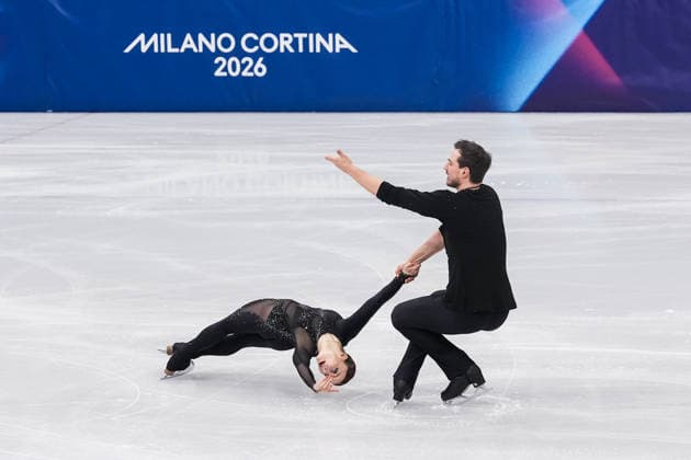 2026-02-15 - Milano Cortina 2026 Winter Olympics Figure skating, Eiskunstlauf Pair Skating MILAN, ITALY - FEBRUARY 15: Daria Danilova, Michel Tsiba of Netherlands performing in the Figure Skating Pair Skating Short Program during the Milano Cortina 2026 Winter Olympics at the Milano Ice Skating Arena on February 15, 2026 in Milan, Italy Milan Milano Ice Skating Arena Italy Content not available for redistribution in The Netherlands directly or indirectly through any third parties. Copyright: xAndrexWeeningx
