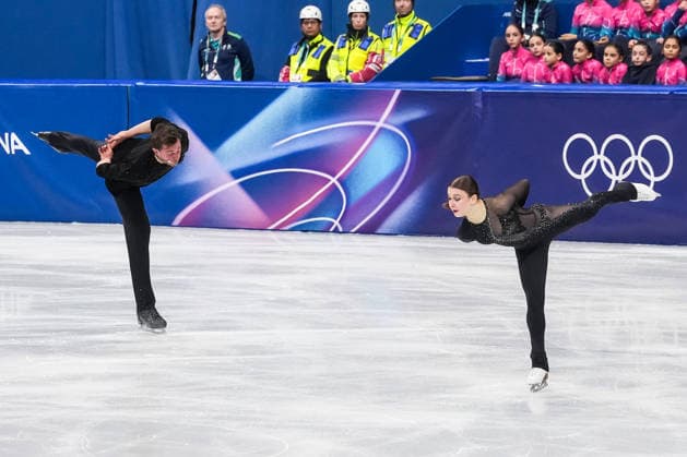 2026-02-15 - Milano Cortina 2026 Winter Olympics Figure skating, Eiskunstlauf Pair Skating MILAN, ITALY - FEBRUARY 15: Daria Danilova, Michel Tsiba of Netherlands performing in the Figure Skating Pair Skating Short Program during the Milano Cortina 2026 Winter Olympics at the Milano Ice Skating Arena on February 15, 2026 in Milan, Italy Milan Milano Ice Skating Arena Italy Content not available for redistribution in The Netherlands directly or indirectly through any third parties. Copyright: xAndrexWeeningx