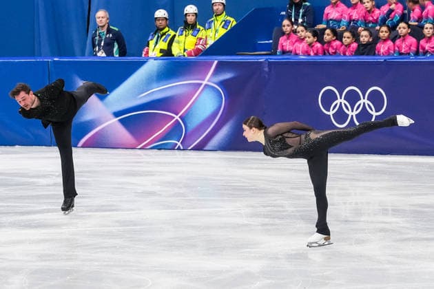 2026-02-15 - Milano Cortina 2026 Winter Olympics Figure skating, Eiskunstlauf Pair Skating MILAN, ITALY - FEBRUARY 15: Daria Danilova, Michel Tsiba of Netherlands performing in the Figure Skating Pair Skating Short Program during the Milano Cortina 2026 Winter Olympics at the Milano Ice Skating Arena on February 15, 2026 in Milan, Italy Milan Milano Ice Skating Arena Italy Content not available for redistribution in The Netherlands directly or indirectly through any third parties. Copyright: xAndrexWeeningx