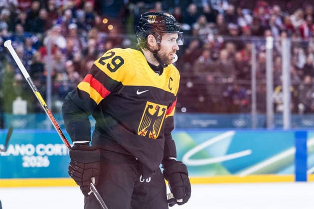 MILANO, ITALY - FEBRUARY 15: Leon Draisaitl (Germany, 29) during the Ice hockey, Eishockey Men United States of America vs Germany - Preliminary Round - Group C at the Milano Cortina 2026 Olympics at Milano Santagiulia Ice Hockey Arena on day 9 of the Milano Cortina 2026 Olympics on February 15, 2026 in Milano, Italy. Editorial use only. Italy Copyright: xSteffiexWunderlx