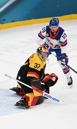 Winter Olympics - Germany v United States At Hockey Men s Team USA and Team Germany during the men s preliminary round Group C Ice hockey, Eishockey match between USA and Germany at the Milano Santagiulia Ice Hockey Arena during the Milano Cortina 2026 Winter Olympic Games, Olympische Spiele, Olympia, OS in Milan, Italy on February 15, 2026. Photo by JMP ABACAPRESS.COM Milan Italy  Copyright: xJMP ABACAx
